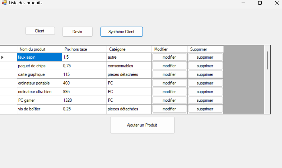Projet gestion commerciale